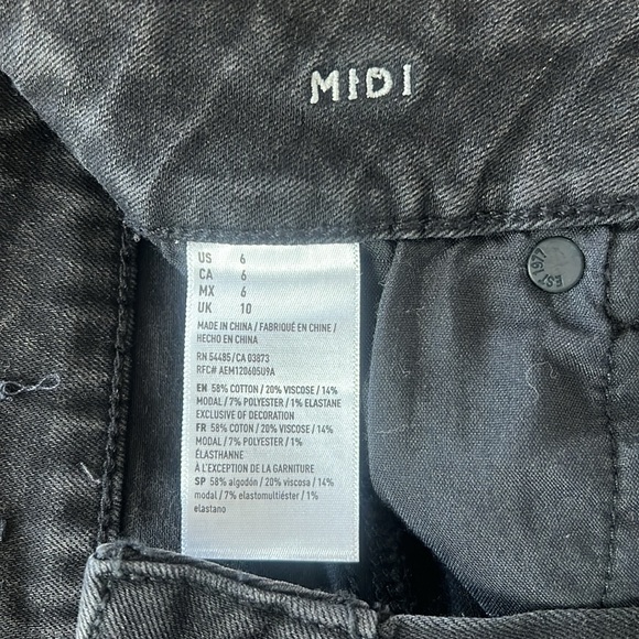 American eagle distressed black grey washed denim midi shorts - Picture 3 of 3